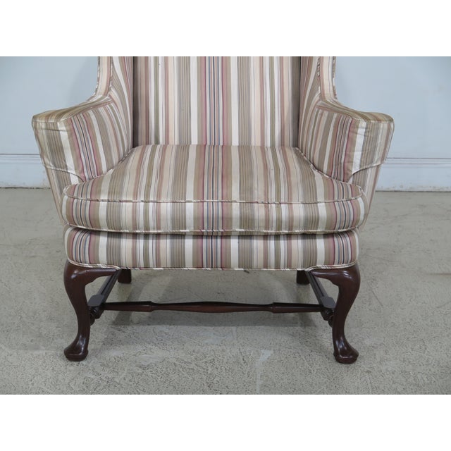Queen Anne Queen Anne Stretcher Base Mahogany Wing Chair For Sale - Image 3 of 13