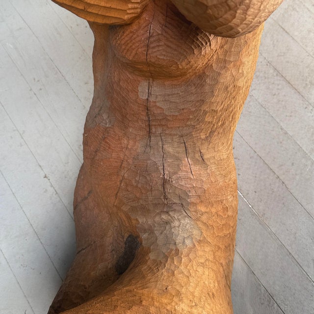 Wood Vintage Monumental Hand Carved Folk Art Figurative Reclining Woman Sculpture For Sale - Image 7 of 12