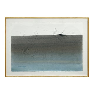 Vintage Minimalist Sand Dunes Landscape in Watercolor on Laid Paper by Edward Walaitis For Sale