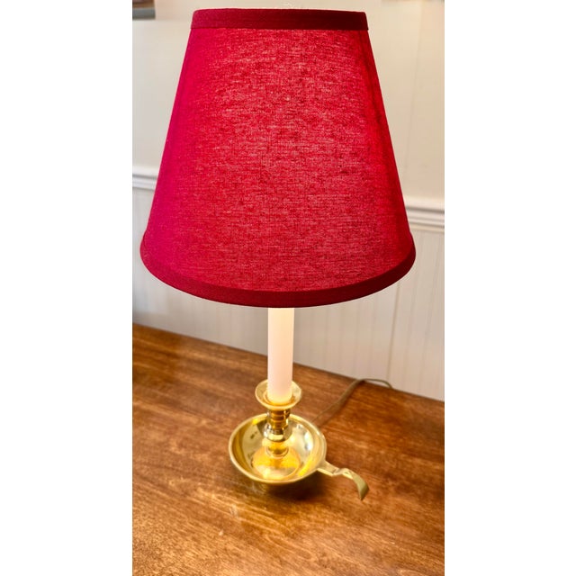 Leviton Brass Chamberstick Accent Lamp For Sale - Image 9 of 12