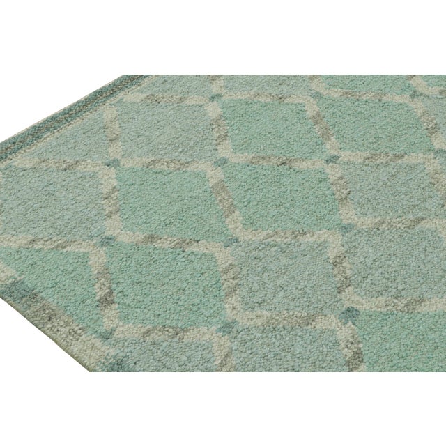 2010s Rug & Kilim’s Scandinavian Style Kilim in Blue & Gray Geometric Patterns For Sale In New York - Image 6 of 7