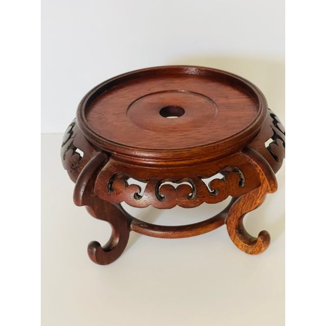 Vintage Chinese Sculpture of Flower Stand Carved Wood For Sale - Image 4 of 4