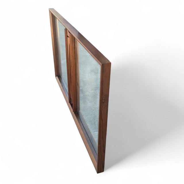 Vintage Canadian Brutalist Walnut Wall Mirror by Tobago of Canada For Sale - Image 12 of 18