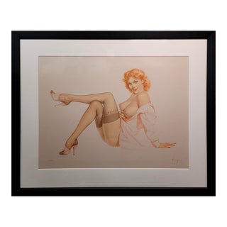 Alberto Vargas -Silk Stockings-Nude Pin Up Limited Edition Lithograph For Sale