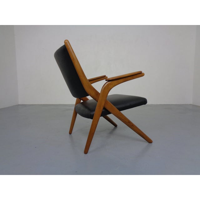 Boomerang Chair in Beech & Leather by Louis Van Teeffelen for Wébé Furniture, Netherlands, 1960s For Sale - Image 11 of 18