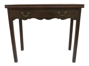 English Mahogany One Drawer Flip Top Tea Table