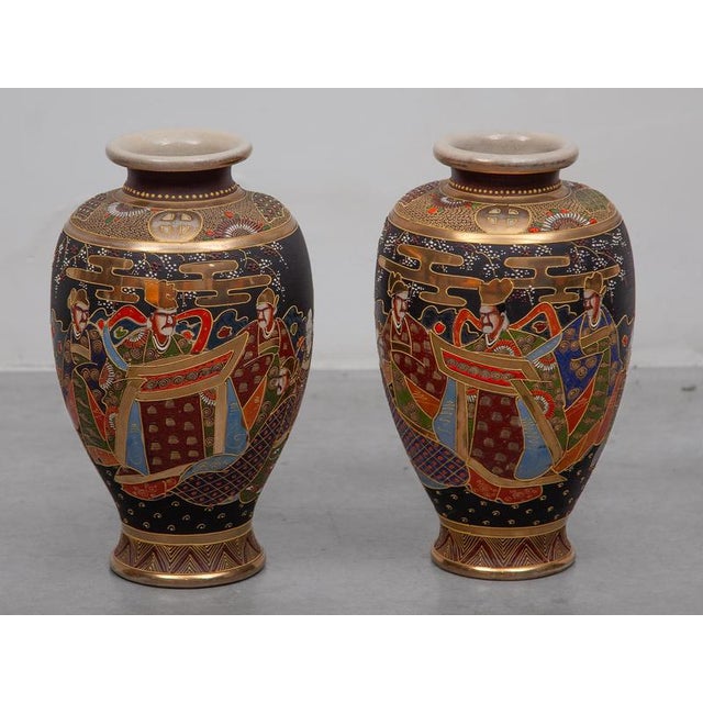 Japonisme Satsuma Vases in Ceramic, Japan, 1920, Set of 2 For Sale - Image 4 of 9