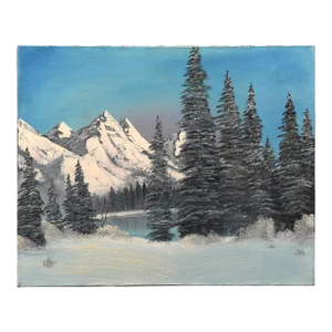 1970s Winter Serenity Oil Painting