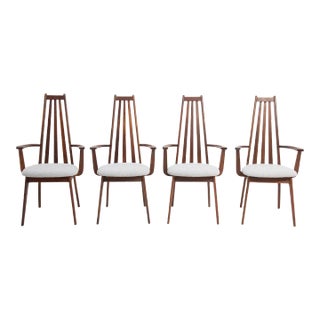 Henry P. Glass Richbilt Manufacturing Adrian Pearsall High Back Walnut Dining Armchairs - a Set of Four For Sale