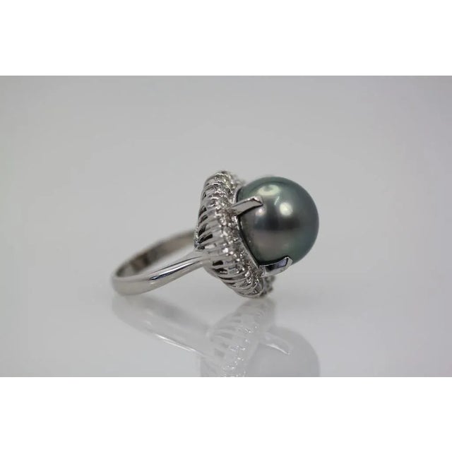 Contemporary Tahitian Black South Sea Pearl Ring Size 6.5 For Sale - Image 3 of 8