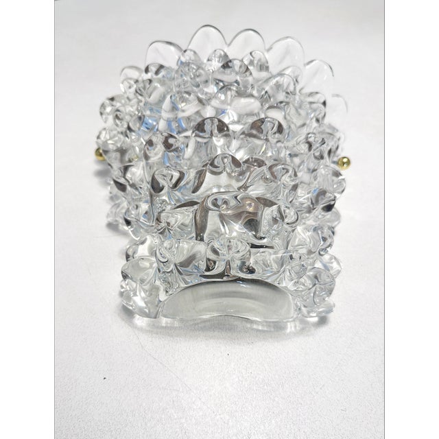 Art Deco Venetian “Rostrato” Clear Murano Glass Burnish-Brunito Wall Sconces in Barovier Style - Set of Two For Sale - Image 3 of 5
