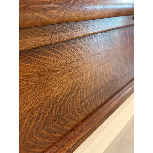 Brown Early 20th Century Antique Tiger Oak Bed Frame For Sale - Image 8 of 10