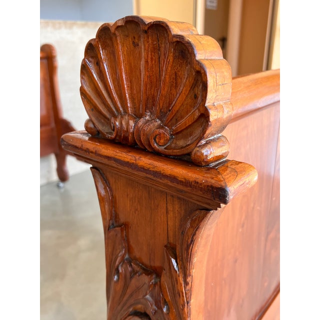Wood 1840s Single Carved Louis-Philippe in Mahogany Boat Bed For Sale - Image 7 of 13