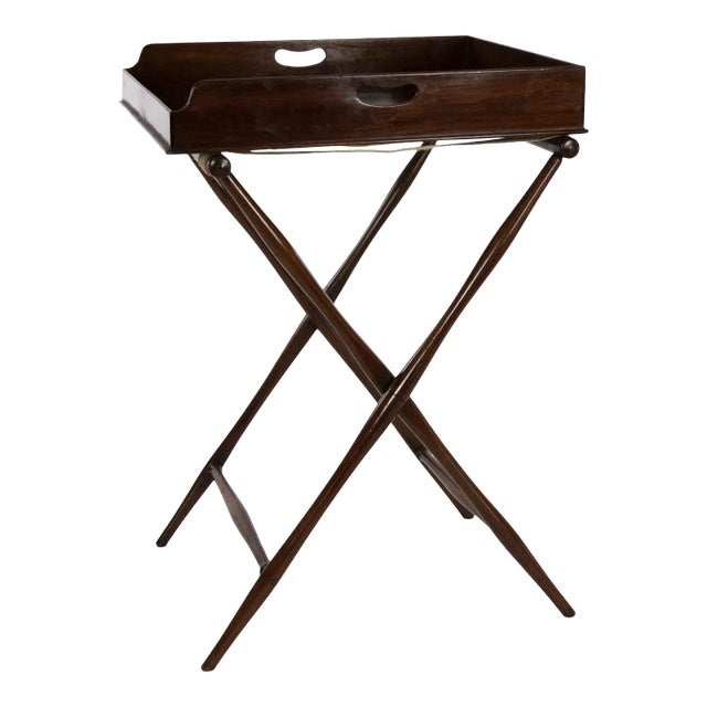 Late 19th Century English Mahogany Butler’s Tray on Stand For Sale