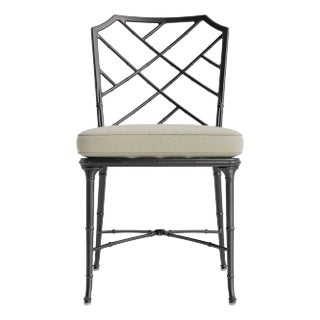 Brown Jordan Calcutta Side Chair, Textured Pewter frame with Fusion Meadow fabric For Sale