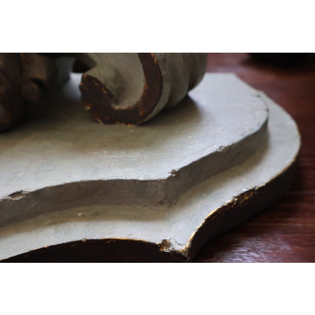 Large Vintage Italian-Style Gilded Celadon Rococo Wall Brackets—A Pair For Sale - Image 12 of 18