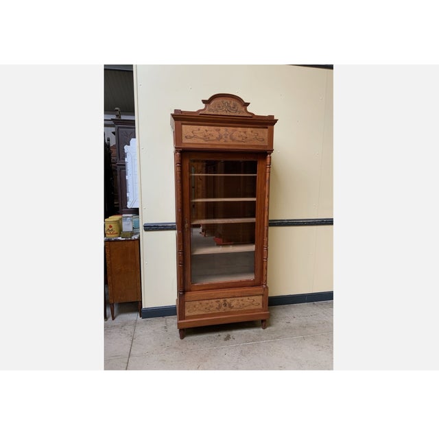 Antique Art Nouveau Display Bookcase with Inlays, 1910 For Sale - Image 10 of 10