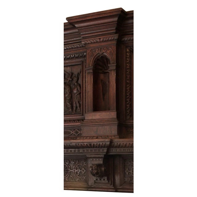 Mantel Antique Chestnut German Renaissance Style For Sale - Image 4 of 8