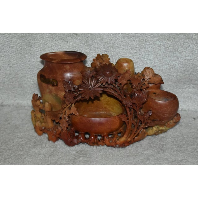 Asian Vintage Asian Carved Soapstone Decorative Piece For Sale - Image 3 of 12
