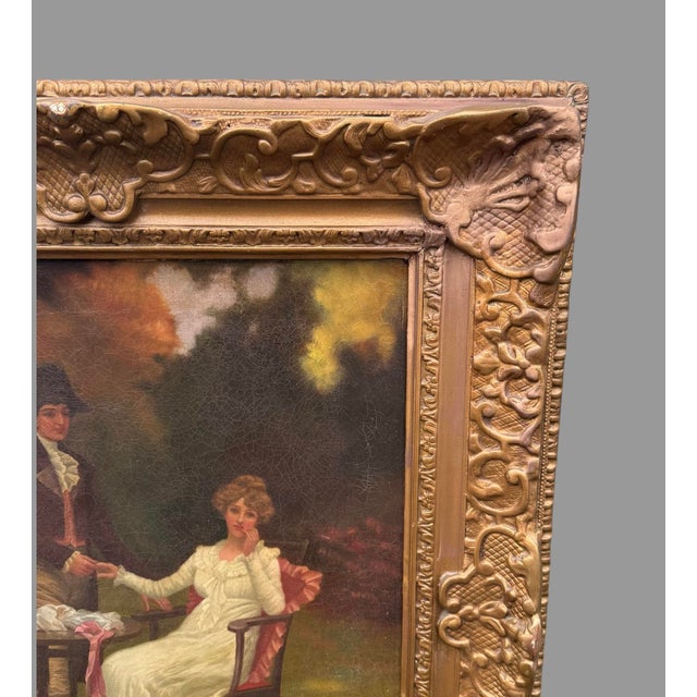 Victorian Antique Victorian Gilt Framed Oil Painting on Canvas the Proposal H. B. Sparks For Sale - Image 3 of 10