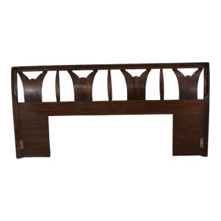 Mid-Century Modern Walnut Sculpted King Size Bed/Headboard For Sale