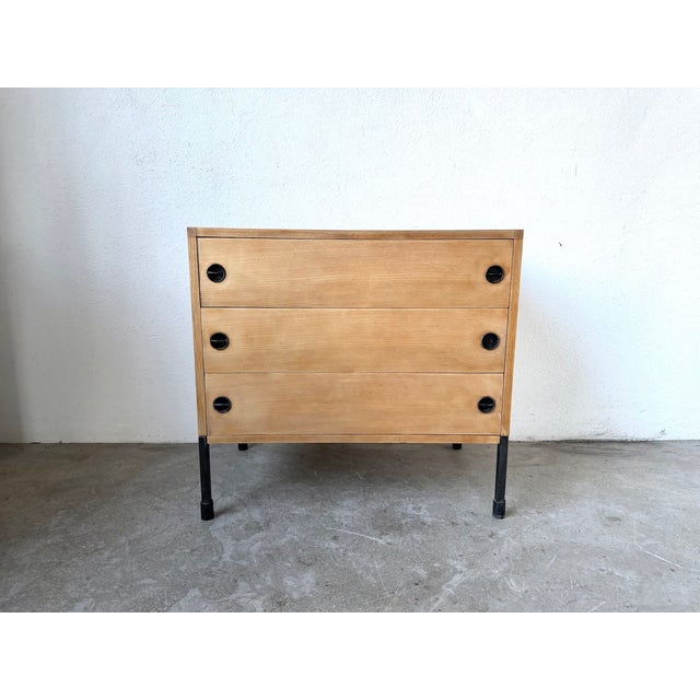 Chest of 3 Drawers in Oak and Lacquered Metal from ARP, France, 1960s For Sale - Image 10 of 18
