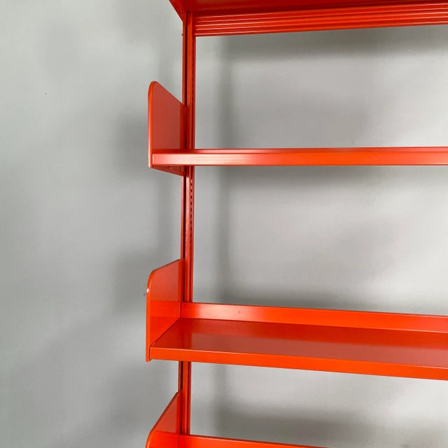 Industrial Modern Italian Orange Metal Bookcase Congresso by Lips Vago, 1970s For Sale - Image 4 of 18