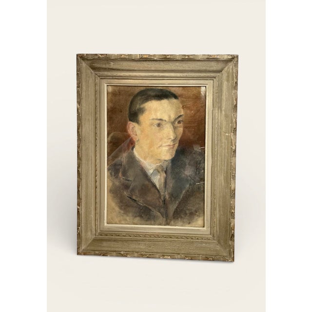 French Artist, Portrait of a Man, Early 20th Century, Pastel Drawing, Framed For Sale - Image 9 of 11
