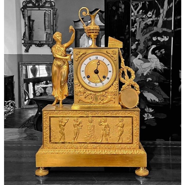 Empire Golden Bronze Pendulum, France For Sale - Image 11 of 11