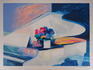 Claude Hemeret, Le piano blanc, Lithograph
