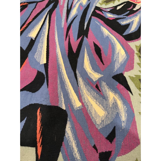 20th C. Mid-Century Modern Figural Handwoven Tapestry Signed “Schubert” 3'9" X 6'1" For Sale - Image 4 of 10
