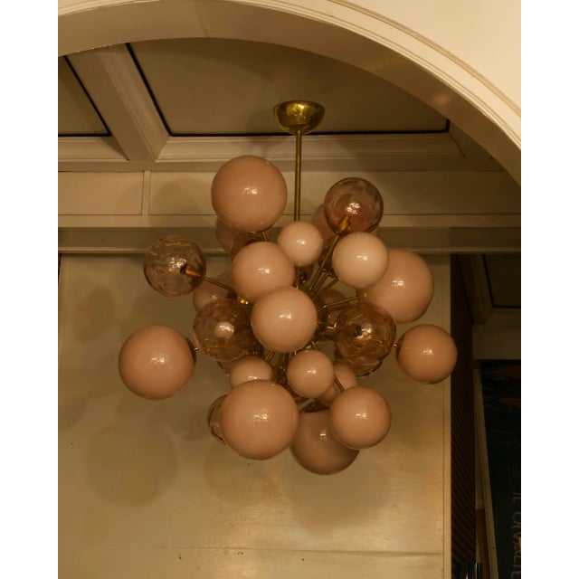 Mid-Century Modern Mid-Century Murano Sputnik Pastel Pink Chandelier, 2000s For Sale - Image 3 of 10