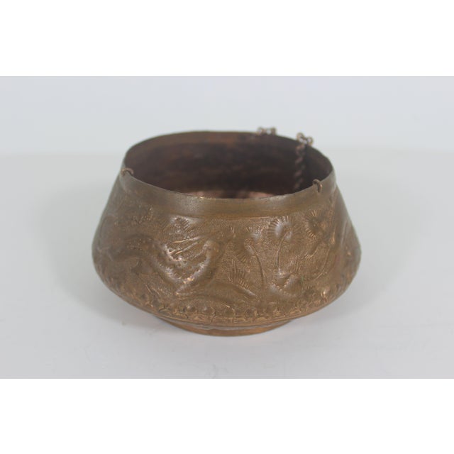 Early 20th Century Chased Copper Hanging Planter Bowl With Repoussé For Sale - Image 10 of 10