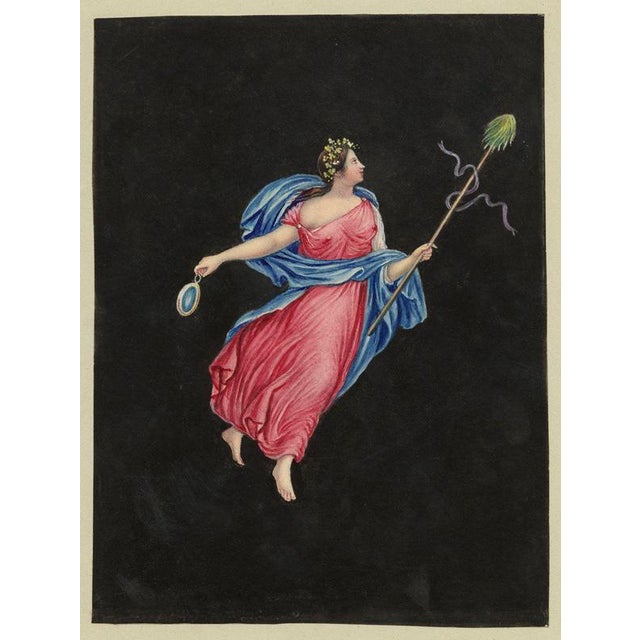 Circle of Michelangelo Maestri, Bacchante Dancer Pompeii Fresco, Early 1800s, Gouache For Sale - Image 4 of 4