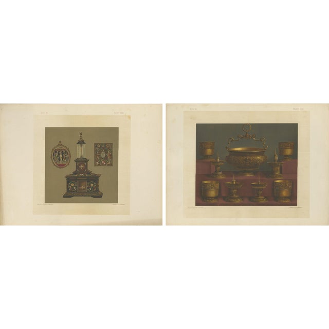 F. X. Zettler, Bavarian Royal Chapel Objects, 1874, Chromolithographs, Set of 2 For Sale