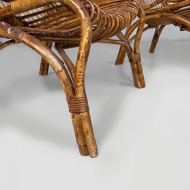 Mid-Century Modern Italian Armchairs in Rattan, 1960s, Set of 3 For Sale - Image 16 of 18