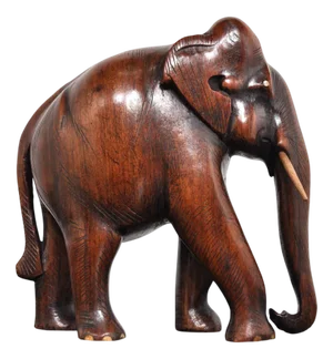 Vintage Hand-Crafted Wooden Elephant, 1950s
