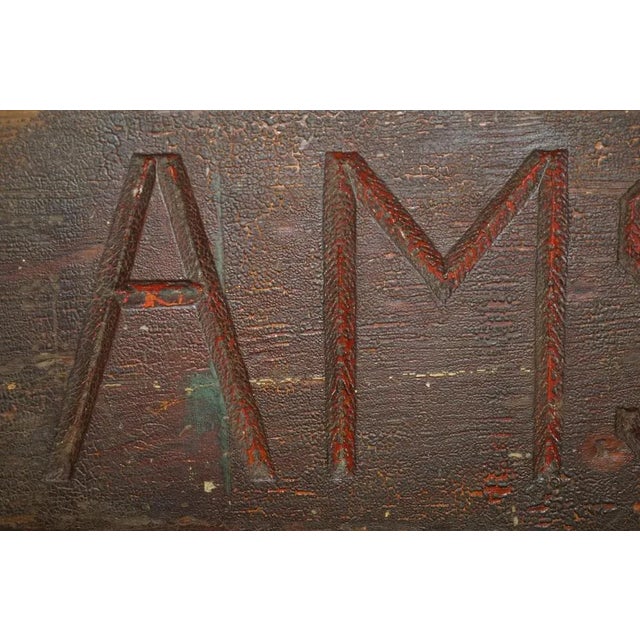 Brown Large Antique Amsterdam Hand Carved Wood Sign in Original Paint For Sale - Image 8 of 13