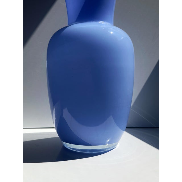 Vintage Italian Blue Opal Glass Vase, 1980s For Sale - Image 6 of 6