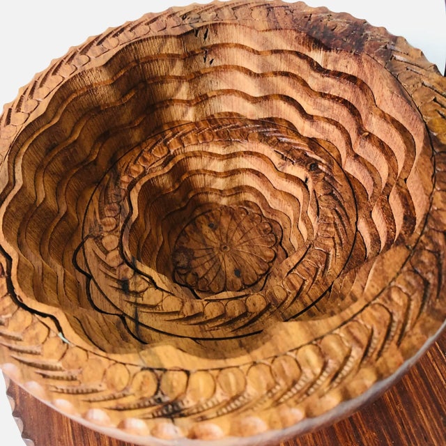 Folding Carved Wood Bowl For Sale In San Francisco - Image 6 of 9