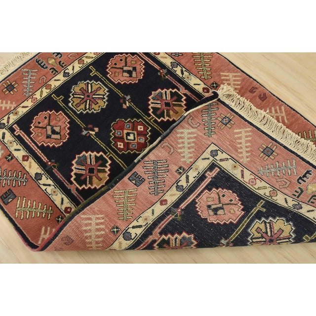 Heriz Rug 3’10” X 5’9” Blue Wool Vintage Tribal Hand-Knotted Oriental Carpet For Sale - Image 11 of 12