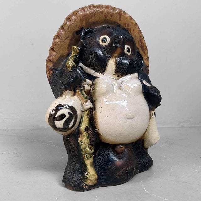 Mid-Century Modern Mid-Century Tanuki Statue in Shigaraki Pottery, Japan, 1980s For Sale - Image 3 of 13