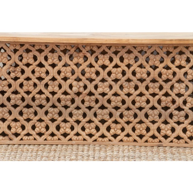 Reclaimed Teak Carved Floral Jali Coffee Table For Sale - Image 4 of 10