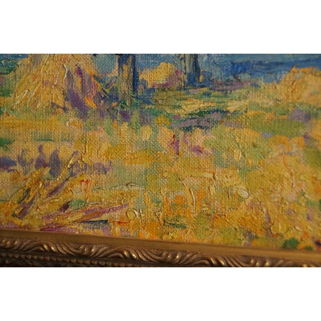 Traditional 1930s New York State Haystacks Landscape Painting For Sale - Image 3 of 12