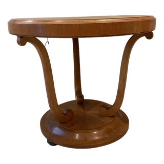 French Art Deco Round Table with Inlay on Top, 1930s For Sale