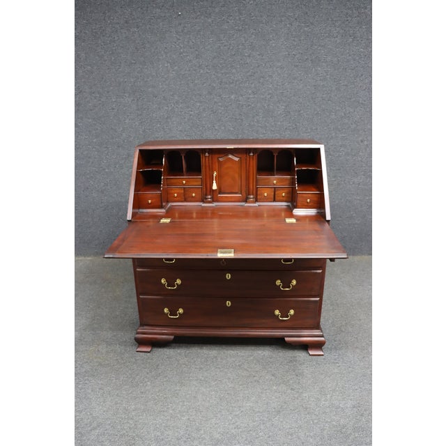 Wood Henkel Harris Mahogany Chippendale Secretary Desk With Fitted Interior For Sale - Image 7 of 17