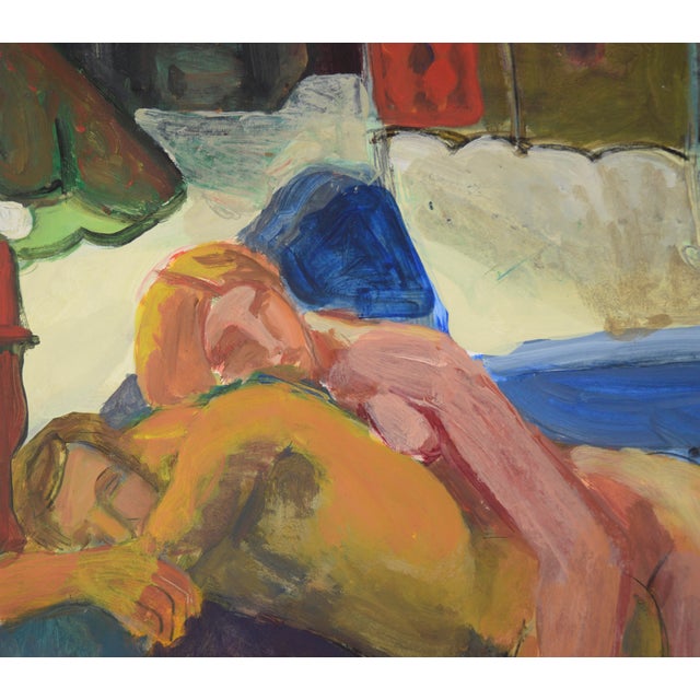 Contemporary Original Vintage Abstract Expressionist Figurative - "Lovers’ Embrace" by Katherine Kallick For Sale - Image 3 of 5