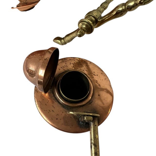 Early 20th Century Vintage Copper and Brass Spirit Tea Kettle on Stand With Warmer For Sale - Image 5 of 9