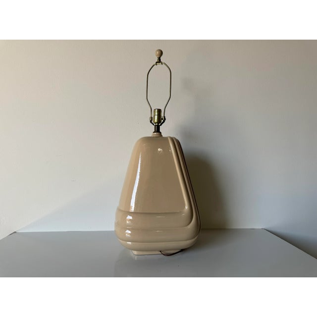 Bring some elegant appeal to your living space with this beautiful Vintage Postmodern beige or taupe finish ceramic glaze...
