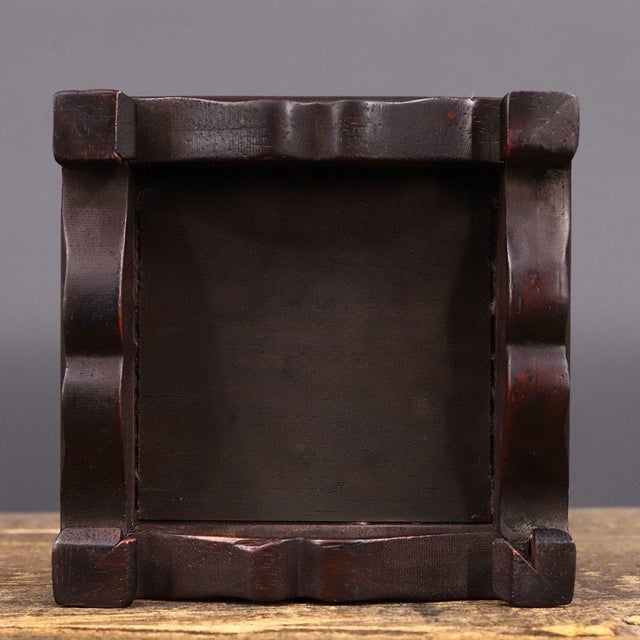 Brown Vintage Chinese Rosewood Display Stand With Mother of Pearl "Double Lion" Inlay For Sale - Image 8 of 9